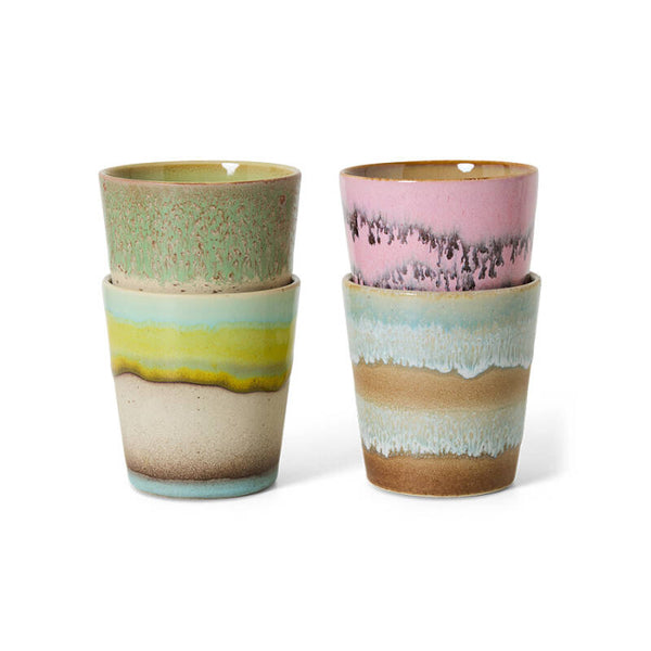 HKliving 70s ceramics coffee mugs set pop