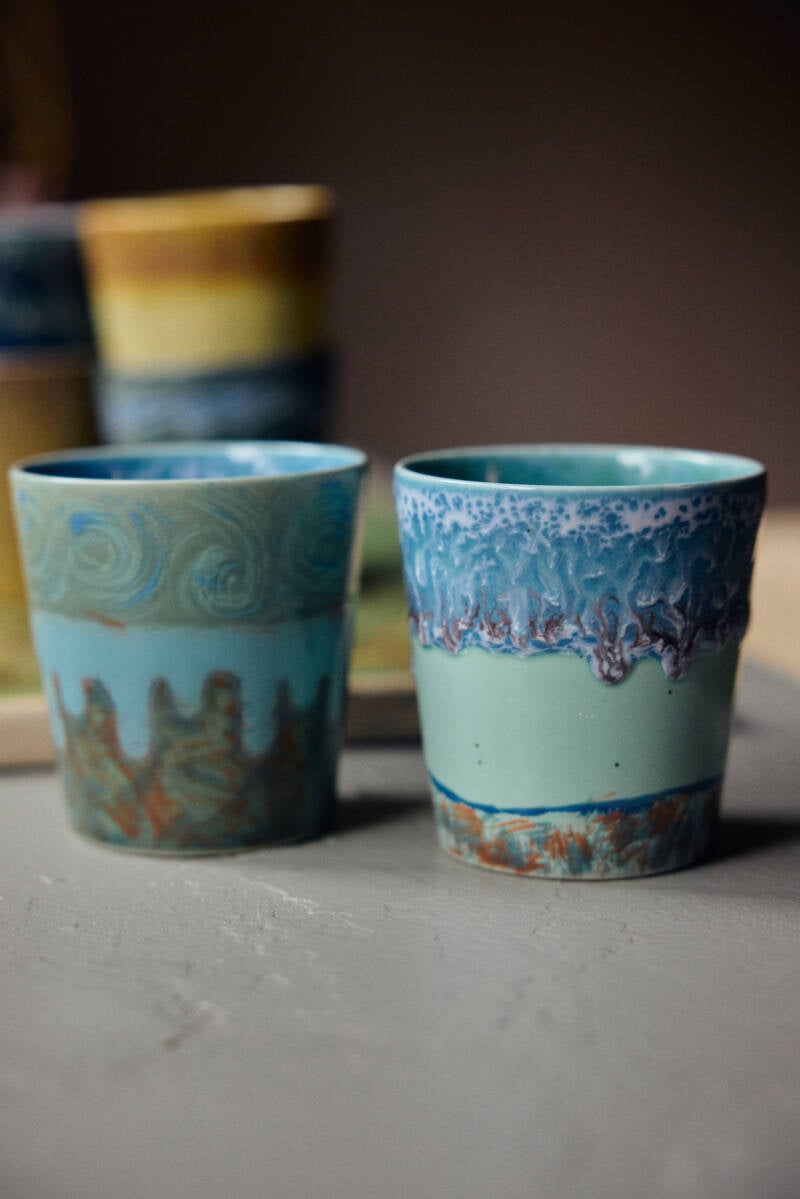 HKliving 70s ceramics inspired by Van Gogh coffee mugs self