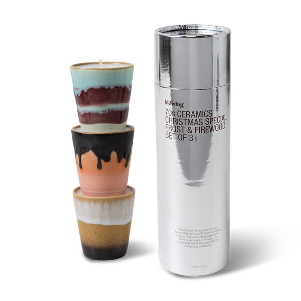 HKliving 70s ceramics Christmas special candle mini set van