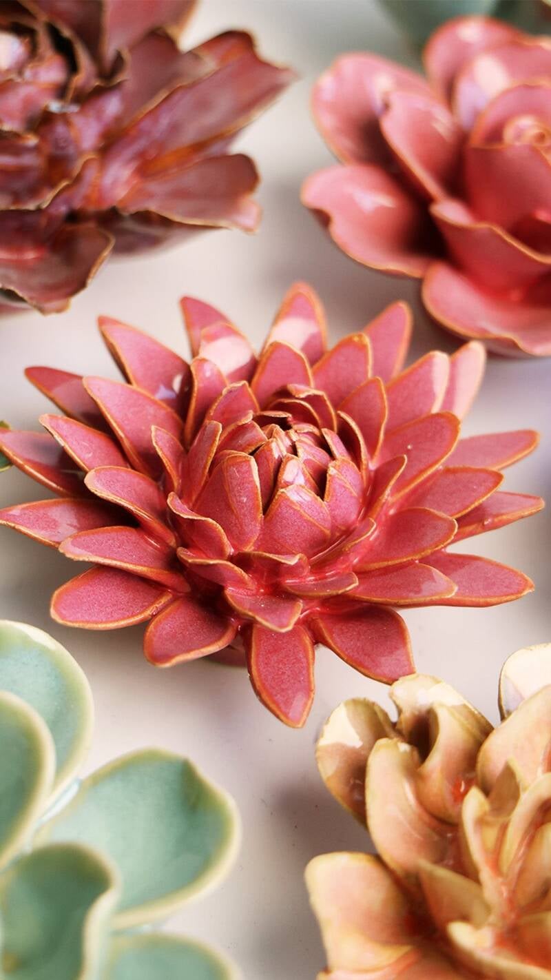 Bloem keramiek roze