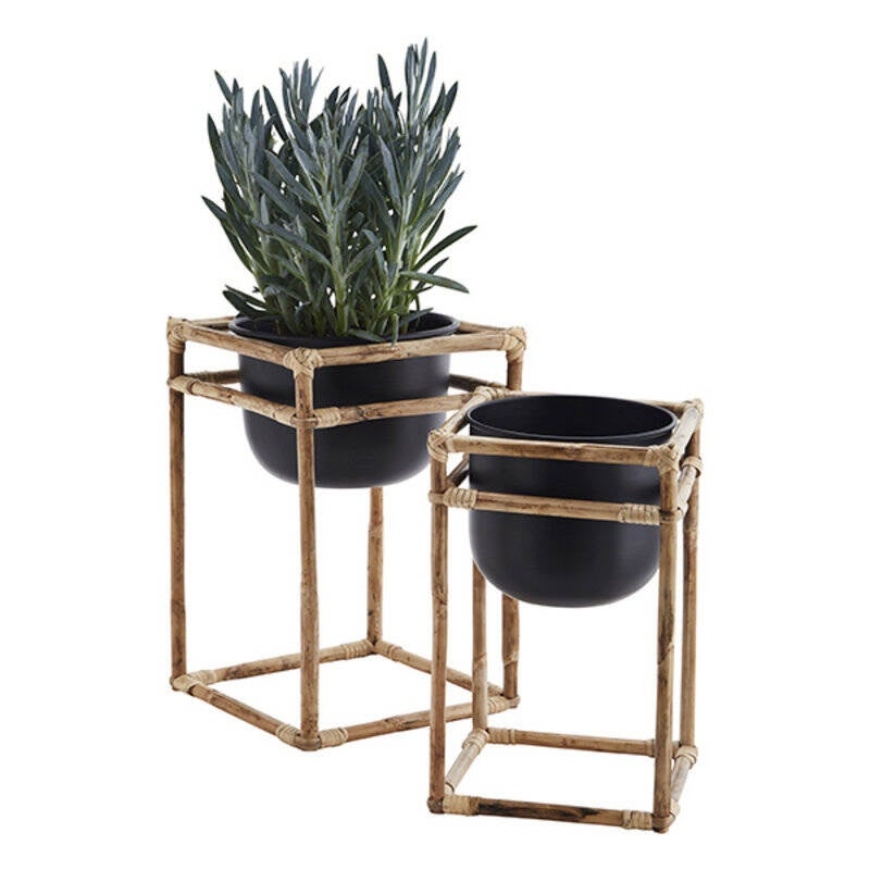 Madam Stoltz Bamboe plantenstandaard met pot - set van 2