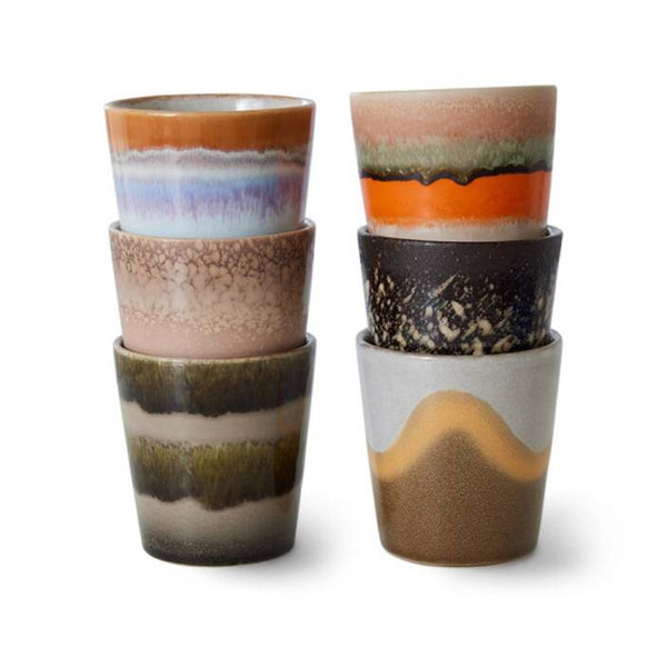 HKliving 70s ceramics coffee mugs Elements (set of
